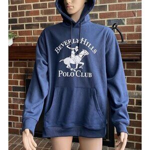 Beverly Hills Men’s Sweater  Hoodie Blue Heather Size L Unisex Long Sleeve New